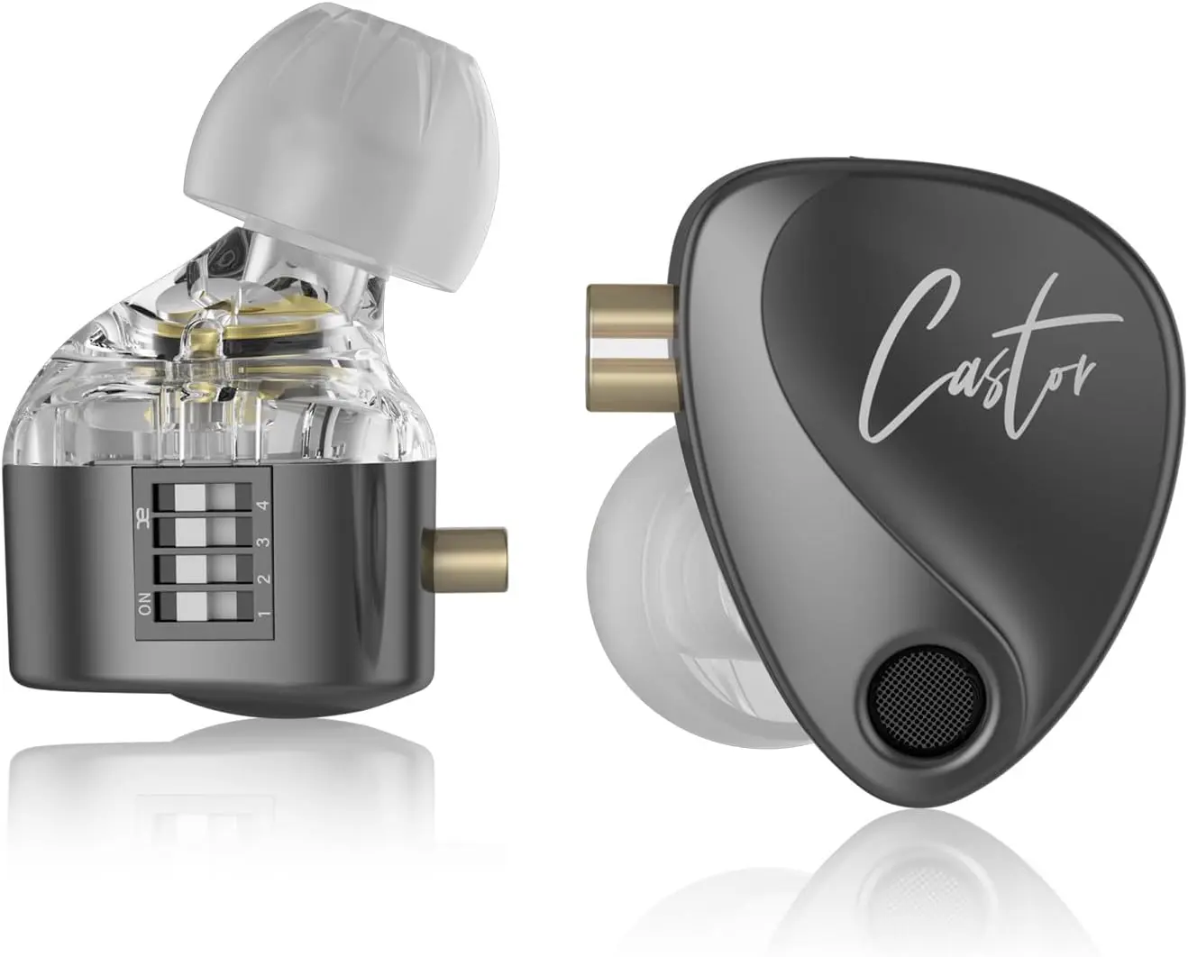 KZ Castor IEM In-Ear Monitor Headset with Dual Dynamic Drivers, Tunable Audio Profiles, Noise-Isolating Silicone Eartips, 3.5 mm Jack - Non-Water-Resistant Black Earbuds for Stage, Gaming - Tablet-Compatible Electronics
