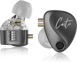 KZ Castor IEM In-Ear Monitor with Dual Dynamic Drivers Tunable Audio Profiles Noise-Isolating Silicone Eartips for Stage Working Gaming Black Earbuds - Electronic