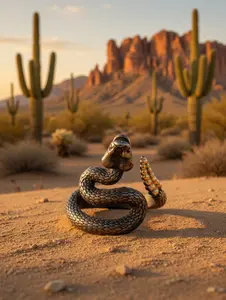 Oxidized Sterling Silver 18k Gold Coiled Rattlesnake Ring