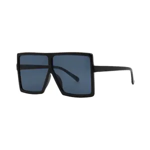 Mad Shade Bold Black Flat Top Frame with Black UV400 Lens – Oversized Retro Sunglasses for Unisex #08