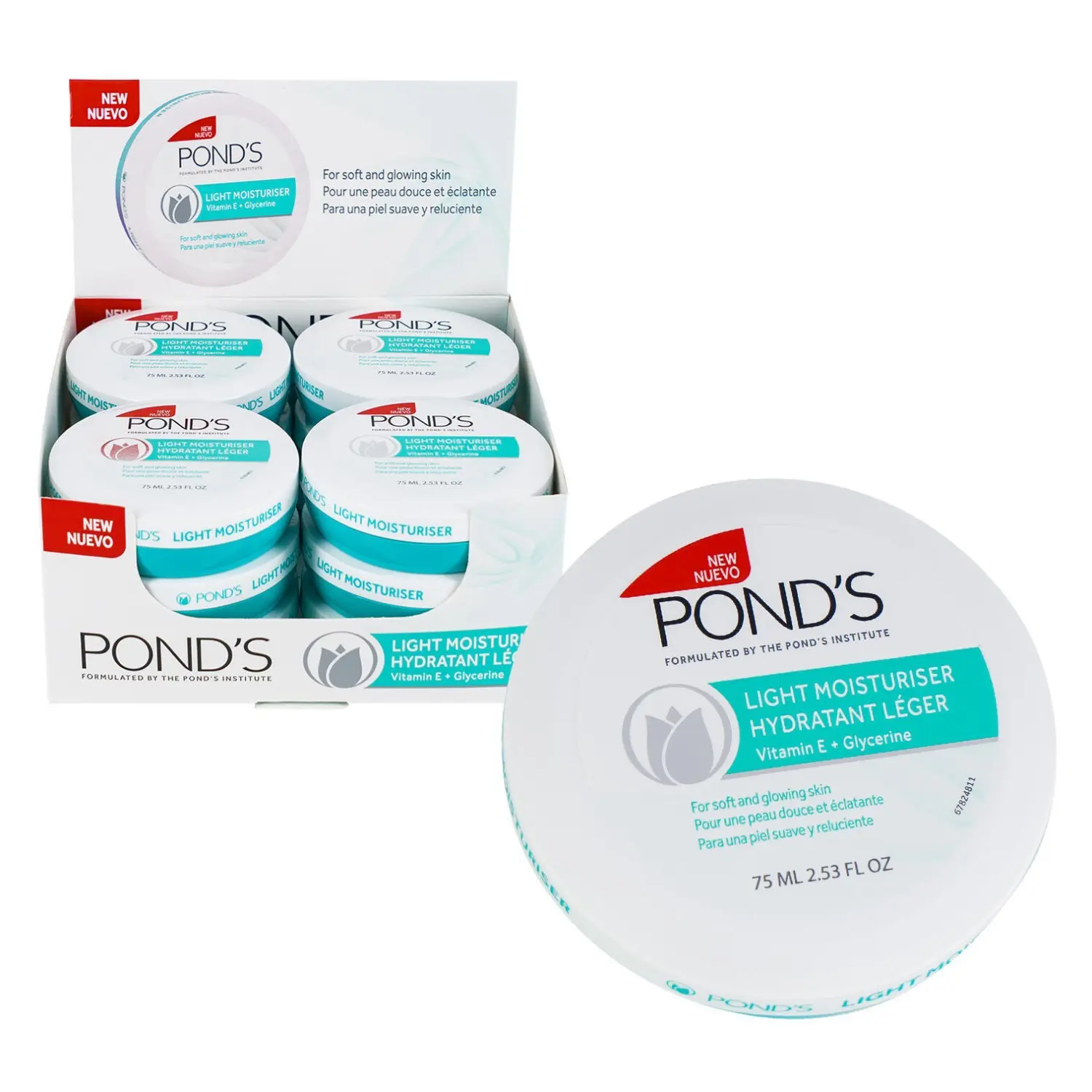 Pond's Daily Hydrating Intensive Radiant Moisturizing Cream with Vitamin E + Glycerine, 2.53 oz/75 ml (6 Pack), Moisture