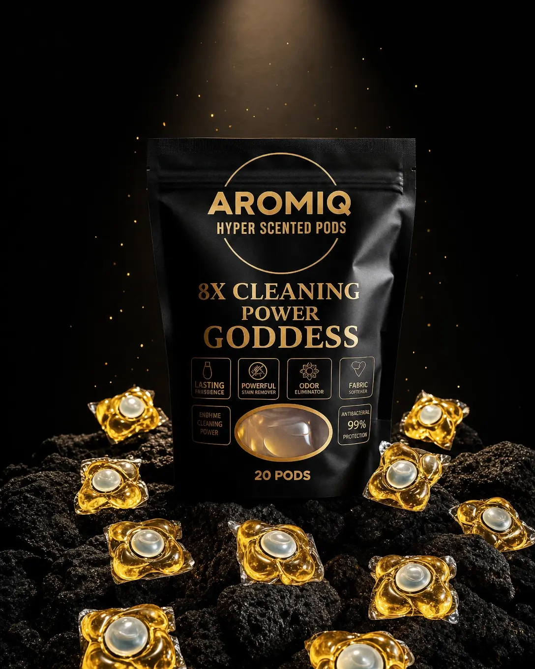 Aromiq Hyper Scented - Goddess - 20 Count - Premium Laundry Pods: Ultimate Deep Clean & Luxury Fragrance Boost, 8x Concentrated Formula for Tough Odor & Stain Removal, High-End Designer Scent Laundry Pods