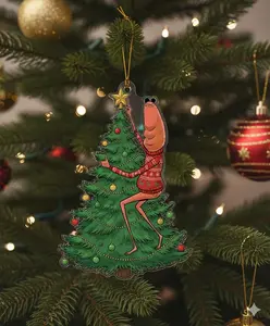 Marcus the Worm Christmas acrylic/wood Ornament, Acrylic Hanging Decor, Dye Meme Ornament, Funny Marcus Meme Ornament, VRChat Holiday Decoration Gift,