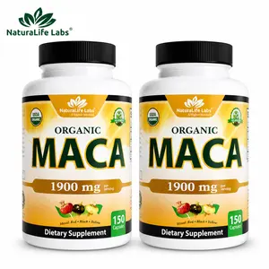 NaturaLife Labs Organic Maca Root – Black, Red & Yellow – 1900 mg per Serving – 150 Capsules – Gelatinized Peruvian Maca – Non-GMO, Gluten-Free, Vegan Plant Based Supplement
