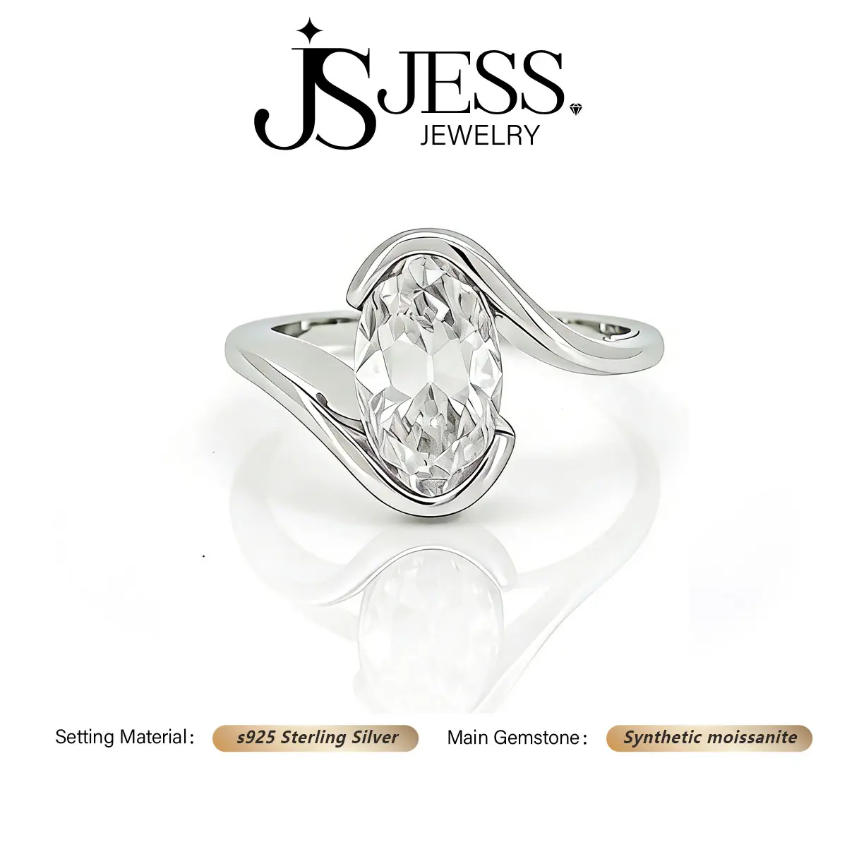 [#667 Glim-O] Sculpted Flow 4ct Old Mine Cut Synthetic Moissanite Ring - Modern Vintage Statement, Artificial Gemstone, Moissanite Wedding Engagement Bridal, Moissanite Wedding Ring, Artificial Gemstone Ring