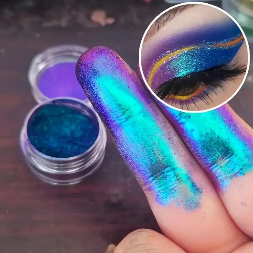 Chameleon Glitter Multi Chromatic Eyeshadow Powder, High Pigment Iridescent Gradient Shine Eyeshadow Powder, Perfect Gift for Her, Makeup, Blue, Cosmetic, Glitter Shimmer Eyeshadow, Glitter Eyeshadows