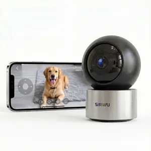 Sirwu AI Indoor Security Camera for Pets, Multi-Recognition (Up to 6), 2K 3MP Resolution, 360° Auto Tracking, AI Daily Summaries, Night Vision, 2-Way Audio, 2.4/5GHz WiFi, Micro SD Card Compatible