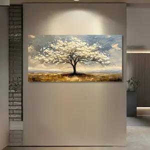 Large Life Tree Canvas Art Print, Unframed Landscape Oil Painting,  - For Living Room, Bedroom, Kitchen, Bathroom - Indoor/Outdoor Art Decor - Perfect Gift for Thanksgiving, New Year,  Easter Decoration Poster Home Photo Ornaments Artistic Wall