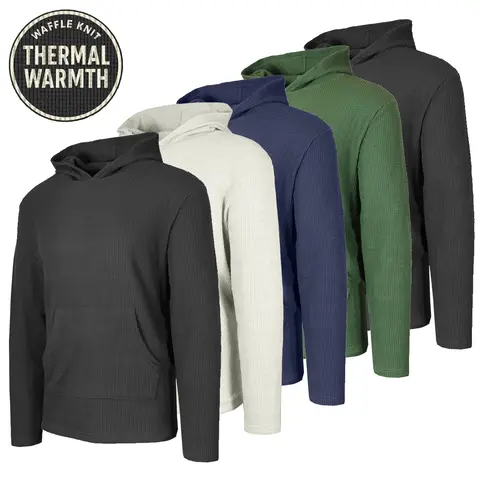 Men's Multi Pack Waffle Knit Pullover Hoodie (S-3XL)