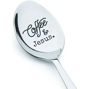 Stainless Steel Carved Coffee Spoon, Cutlery, Tableware, Religious Wedding Gift, Pastor Creative Gift, Parental Love Gift, Christmas Coffee Lover Spirituality