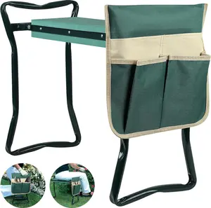 Garden Stool 6.3" Width, Garden Kneeler and Seat, Heavy Duty Gardening Stool with Extra Kneeling Pad, 1 Tool Pouches, Gift for Women Seniors, Green