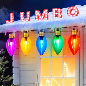 11Feet 5 LED Super Jumbo Christmas String Lights or Pathway Marker Lights, Outdoor Xmas Decorations- Jumbo C9 Hanging Lights Waterproof Lawn Dec for Holiday Home Tree Roof Yard Garden, Multicolor