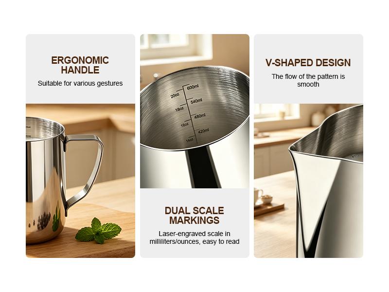 20oz Milk Frother Set, 304 Stainless Steel Milk Tank And Latte Art Pen, Graduated Milk Tank, Milk Frother Cup, Mother'S Day Gift, Coffee Making Tool 20oz Milk Frother Set, 304 Stainless Steel Milk Tank And Latte Art Pen, Graduated Milk Tank, Milk Frother Cup, Mother'S Day Gift, Coffee Making Tool