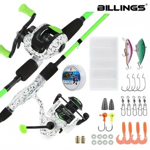 BILLINGS Fishing Rod and Reel Combo, 4-Piece 7ft Carbon Fiber Spinning/Casting Rod, ML Power, 5.2:1/6.3:1 Gear Ratio Reel with 4+1BB, 100M Line & Baits for Freshwater & Saltwater