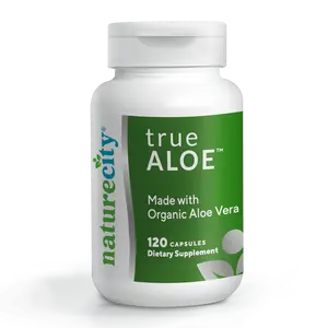 NatureCity TrueAloe Organic Aloe Vera Capsules for Digestion Joint Skin & Metabolic Health 120 Capsules USDA Certified High Potency