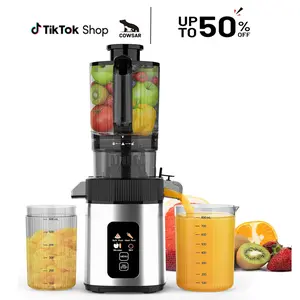【SummerVibes】COWSAR Cold Press Juicer, 4.35" Large Feed Chute Electric Juicer Machine, High Juice Yield Slow Masticating Juicer for Whole Vegetables & Fruits, Easy Assemble & Cleaning