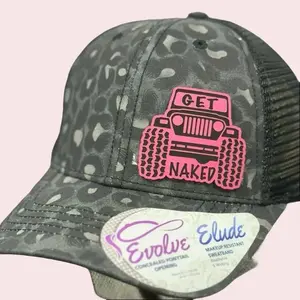 Funny pink jeep hat, ponytail hat, SnapBack