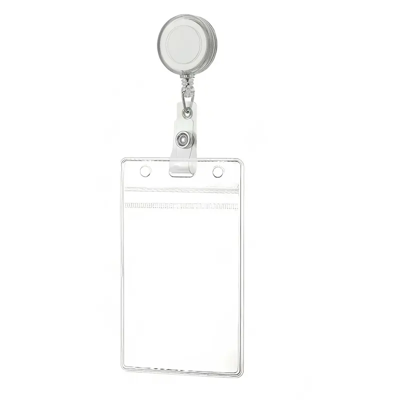 1 Clear Soft Plastic Card Holder (Including Retractable Lanyard) - ID Card Credit Card Protective Cover, Retractable Medical Badge Holder, Id Badge Holder With Lanyard, Suitable for Nurses, Doctors, Teachers, Office Workers