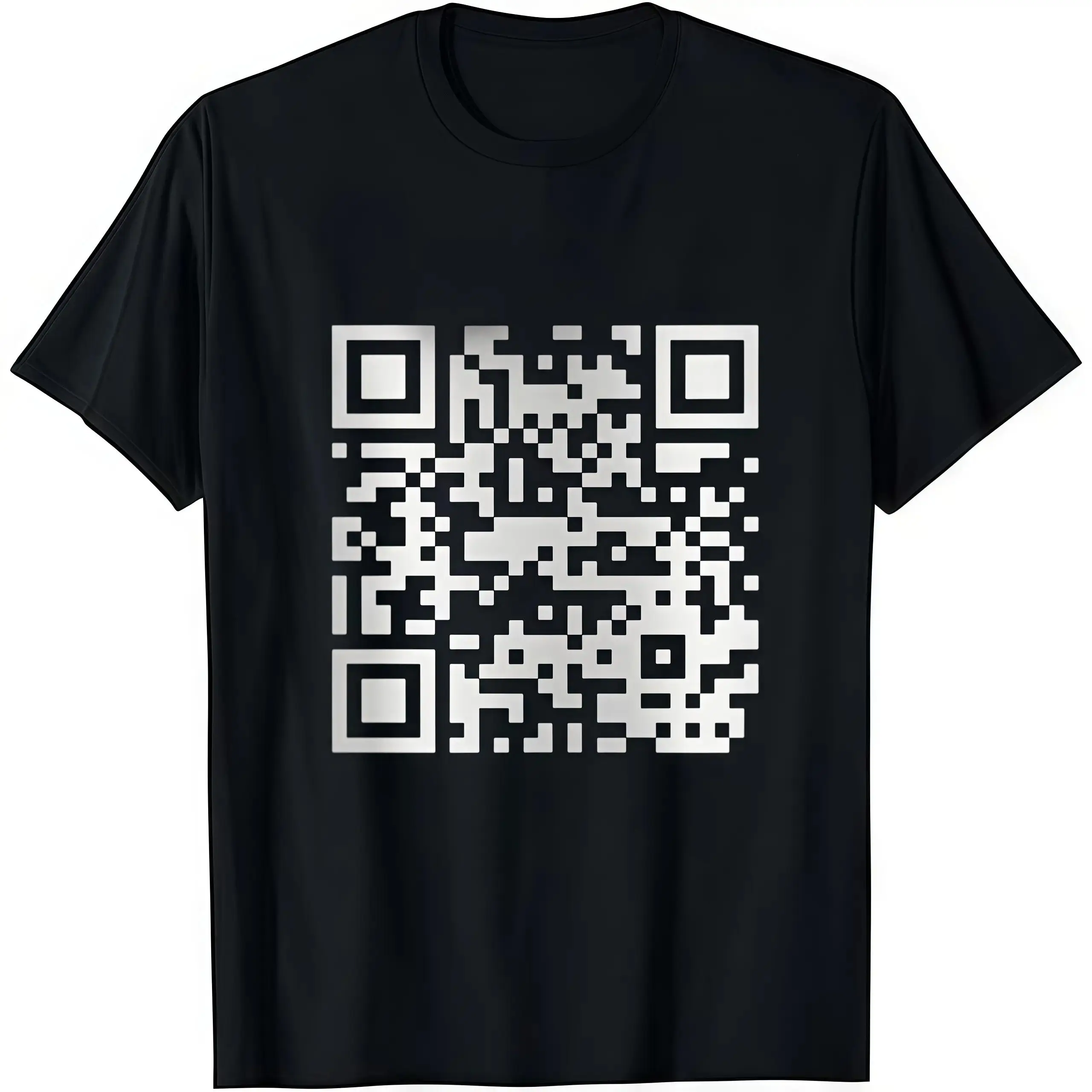 Men's Funny QR Code Graphic T-Shirt, Casual Cotton Round Neck Top, Lightweight Short Sleeve Streetwear for Everyday Wear