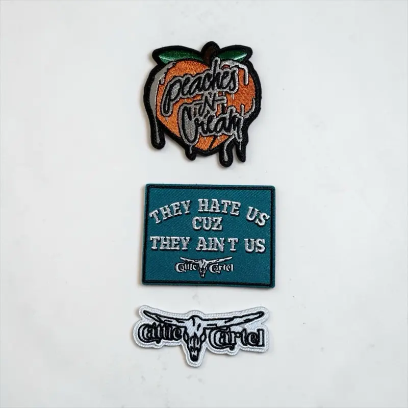 Cattle Cartel Iron-On Patches - Peaches Themed Sewing Accessories, Original Iron-On Style, 3 Unique Designs