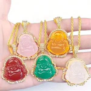 Buddha pendant necklace - a lucky charm necklace with a sparkling gemstone Buddha pendant, a gift for women