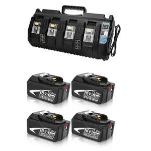 12.0Ah BL1860B Replacement Makita 18Volt Battery and 4-Port 18V DC18SF Fast Charger Compatible with BL1815 BL1820 BL1830 BL1840 BL1850 BL1850B LXT-400 with LED Indicator