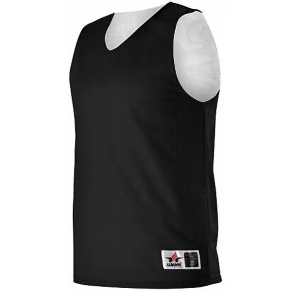 Alleson Athletic Youth Fit Reversible Basketball Jersey - Sleeveless Shirt, Breathable Mesh Fabric, 2 Colors, Black, Two Colors