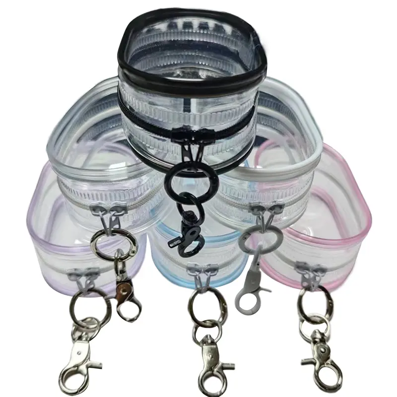 1PCS Transparent Plastic Jewelry Organizer Box - Dustproof Storage Pouch with Keychain, Cute Doll Design, Ideal Gift for Home Organization