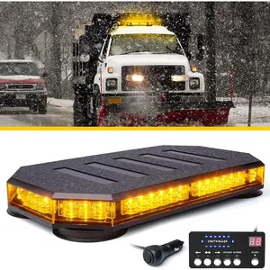 42 LED Roof Strobe Warning Light Bar Hazard Warning Emergency Flashing Light with Controller for Engineering Vehicles Trailers Postal Mail Trucks Snow Removal Trucks Amber Color