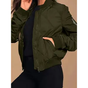 Zip-up Quilted Puffy Coat, Casual Thermal Long Sleeve Pockets Coat For Fall & Winter, Women's Clothing