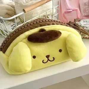 Pom Pom Purin Storage Bag Cartoon Cosmetic Bag Kawaii Fluffy Plush Pencil Case Large Zipper Design Holiday Gift