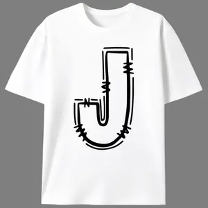 Letter J Graffiti Monogram Initial Men’s Graphic Tee |   Unisex Minimalist Streetwear Casual T-Shirt |   Summer Personalized Gift