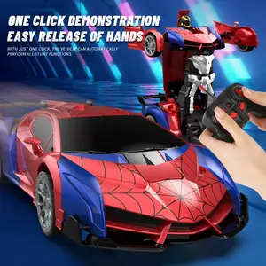 Unisex RC Car Transformer, 2.4GHz Remote Control Vehicle 1:18 Scale Robot, USB Charging, One-Button Transform 360° Rotation Gift, Remote Controlled Car