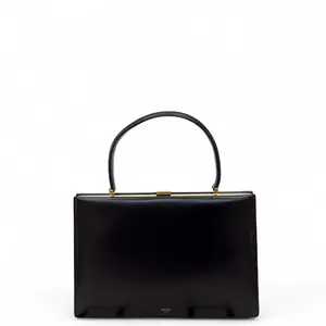 Pre-owned Celine Leather Tote Bags Medium Clasp Shiny Calfskin Black (0505m6)