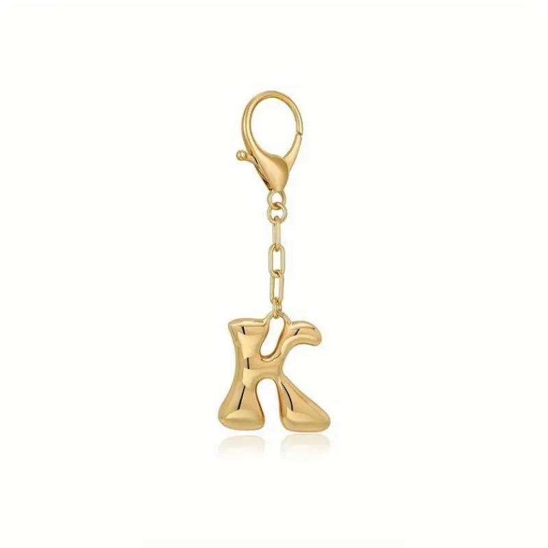 1pc A-Z Initial Letter Bubble Alphabet Pendant Keychain | Keychain for Bags, Car, Keyring, Metal Keychains