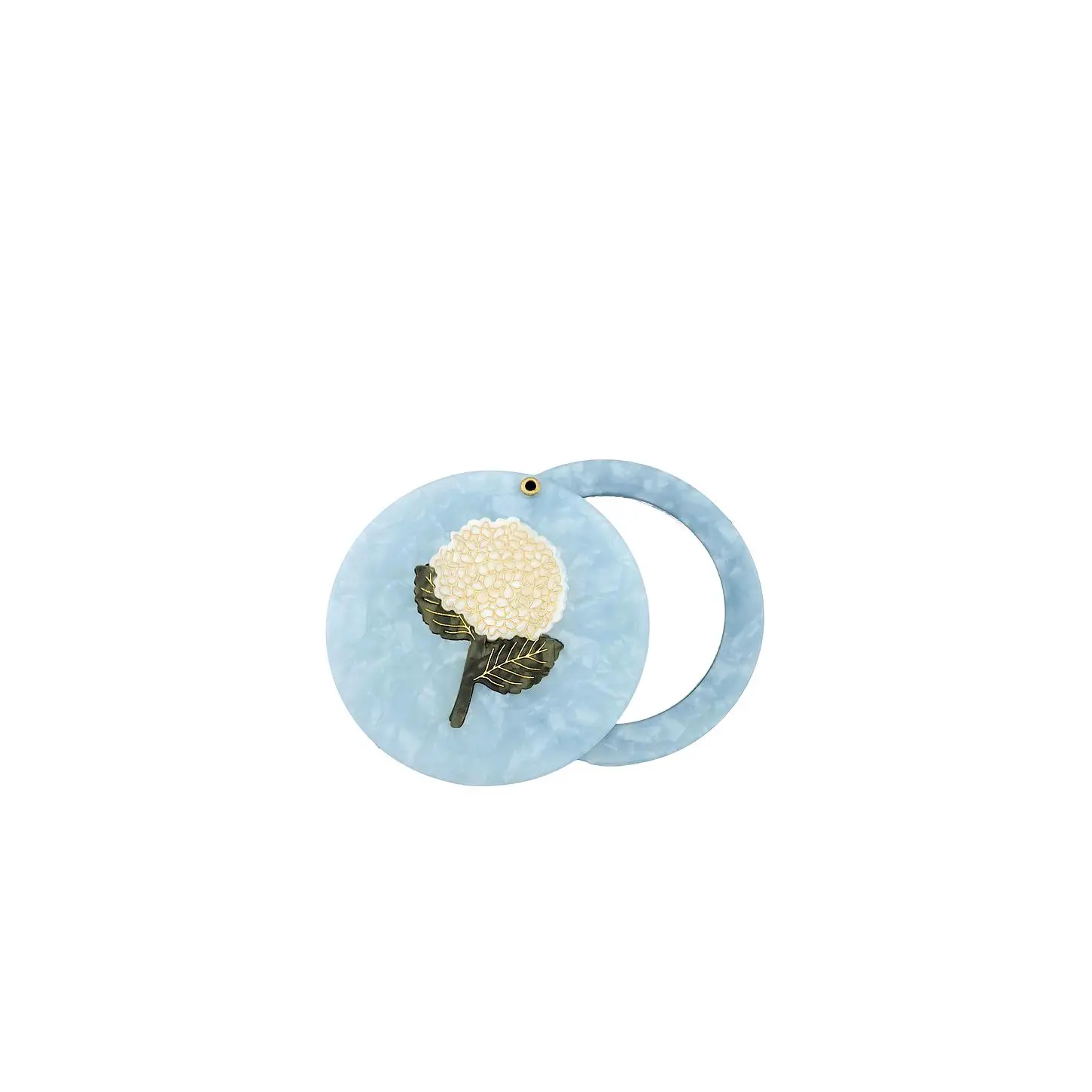 Solar Eclipse Hand-painted Hydrangea Compact Mirror