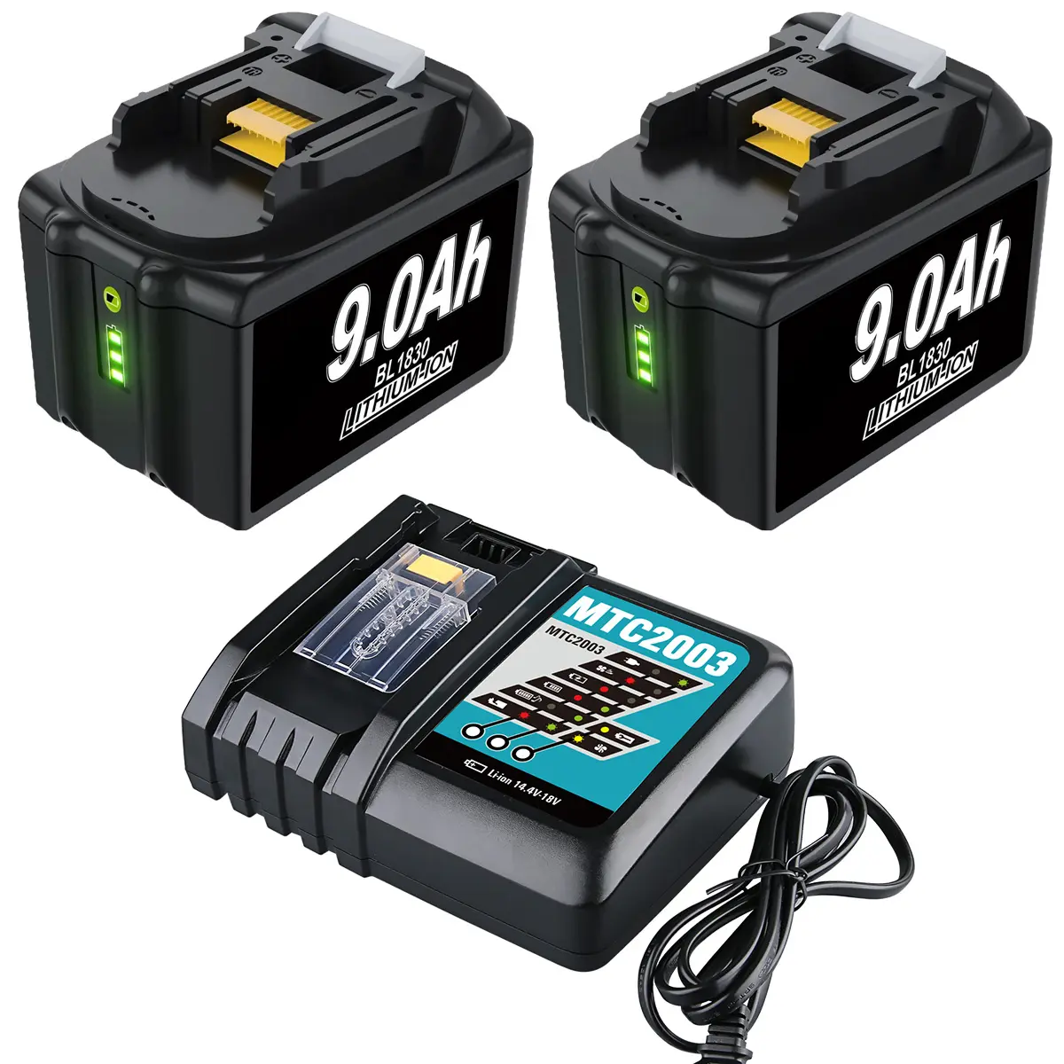 2 Pack 18V Lithium Ion High Capacity Battery, 9.0Ah Replacement for Makita DC18RC, Compatible with BL1860/BL1850B Cordless Tool Accessories with LED Indicator, Lithium Ion Battery, High Capacity Battery Cordless Tool Accessories