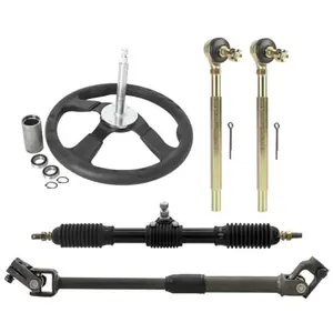 Suisuitong Go Kart Steering Wheel Kit – 13.8" (350mm) Metal Steering Wheel with Adjustable Shaft Rack, Gear Rack, Holder & Tie Rod Ball Joints – Fits ATV UTV Buggy Quad Drift Trike Dune 4 Wheeler