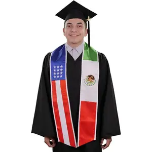 Mixed USA & Mexico Graduation Stole - Mixed USA & Mexico Flag Sash