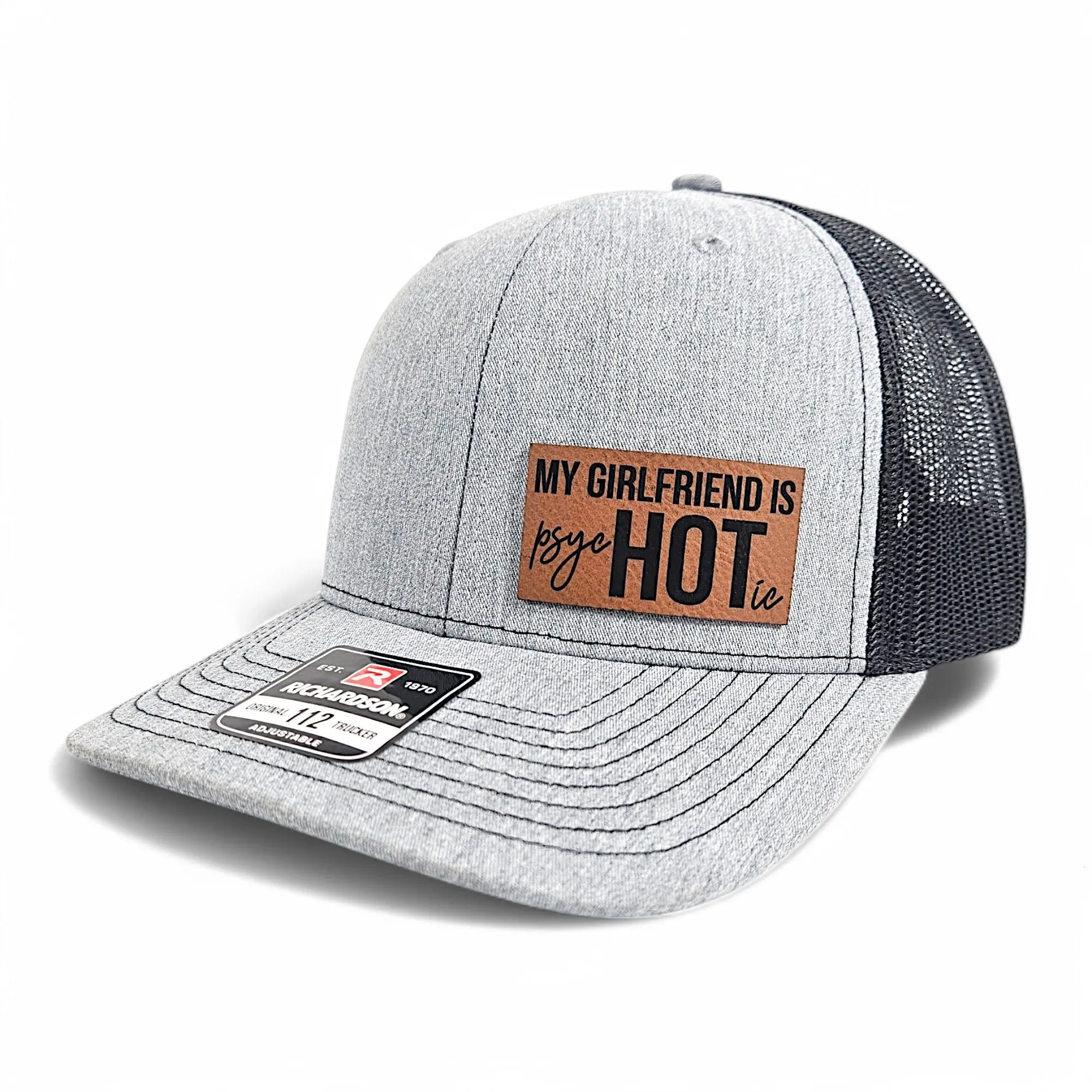 Richardson 112 My Girlfriend Is PsycHOTic Hat, Funny Boyfriend Hat, Gift From Girlfriend, Couple Gift Idea