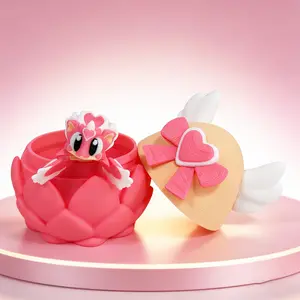 3D Printed Cute Heart Dragon and Egg Model, Plastic Desktop Decoration Sculpture, Festive Gift, Adorable Desk Ornament, Home Decor Ornaments, Plastic Figurines