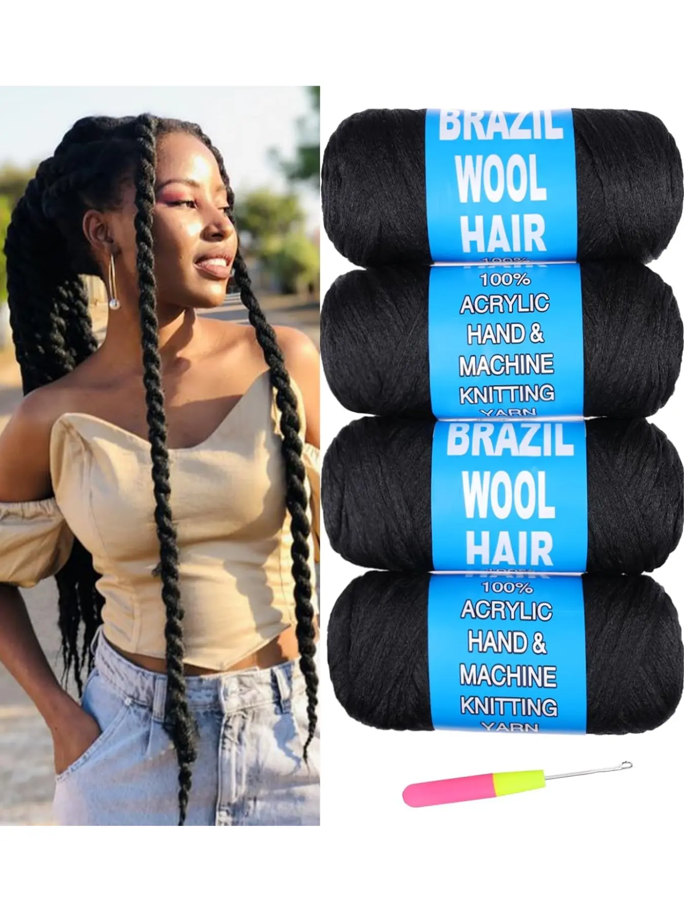 Acrylic Hair Extensions, Synthetic Fiber Extensions, Durable Braided Design, Box Braids, Synthetic Braids, Braiding Extensions, Suitable for Men & Women, Perfect for Daily Use, High-Quality