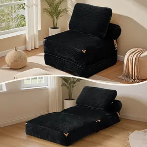 WEAXTY Modern Folding Sofa Bed, Convertible Sleeper Chair with Pillow Foldable Mattress with Back Support,Space Saver for Apartment, Dorm, Living Room, Comfy Floor Sofa Lounge
