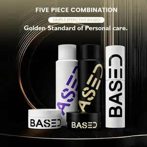 Five-In-One Combo Pack BASED Ultimate Straight/Wavy Hair Styling Bundle| Hair Texturizing Powder And Hair Clay For Men,Shower Duo Shampoo & Conditioner Bundle With Peppermint Oil Hair Care Products,Texture Powder, Clay, Pomade| BASED Bodyworks|Premium, Le