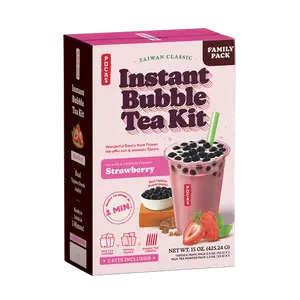 POCAS Instant Bubble Tea Kit, Strawberry Flavor, Milk Tea with Boba, Ready in 1 min