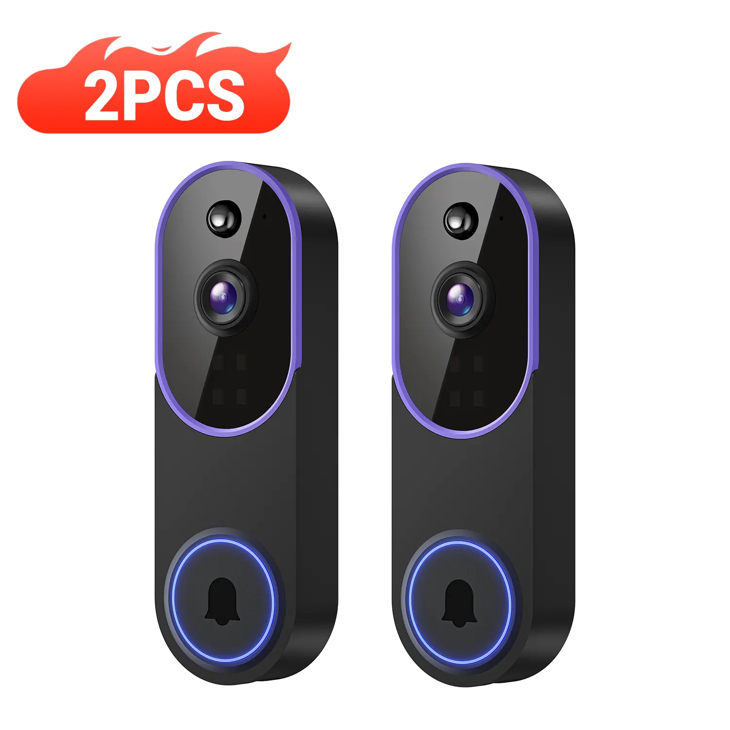 【2pc】1080P Wireless Doorbell Camera, Smart WiFi Video Doorbell, AI Human Detection, Two-Way Audio, Night Vision, Cloud Storage, Instant Alert, 2.4Ghz WiFi, Outdoor Security Camera, Rechargeable Battery Powered