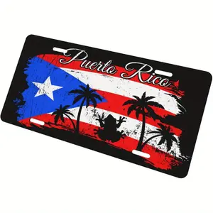 Puerto Rico License Plate Decoration- Aluminum- 6X12-Inch Polished Metal Standard Plate, Easy to Install, Men'S/ Women'S Car Plate, Car Trim Accessories, License Plate Decor, for Decor Only