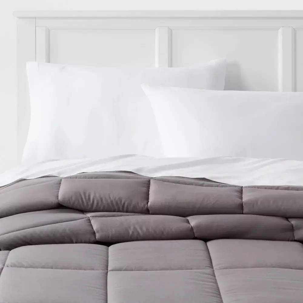 Full/Queen Down Alternative Washed Microfiber Reversible Comforter Dark Gray - Room Essentials Full/Queen Down Alternative Washed Microfiber Reversible Comforter Dark Gray - Room Essentials