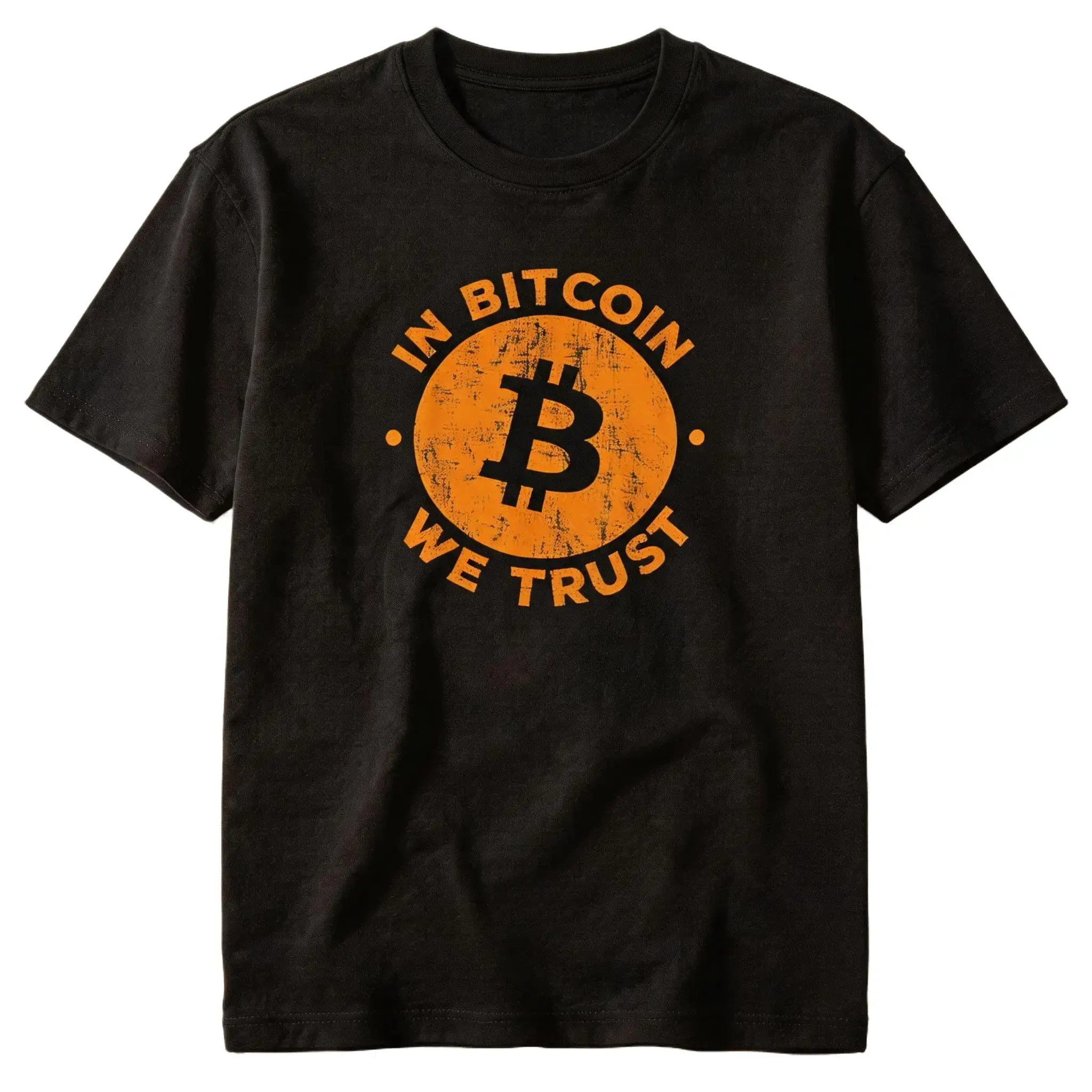 In Bitcoin We Trust Distressed Graphic T-Shirt Vintage Crypto BTC Investor Unisex Cotton Short Sleeve Casual Tee