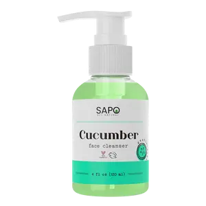 Sapo All Natural Cucumber Face Cleanser - Daily Gentle Gel Wash with Aloe, Coconut Oil, Neem & Vitamin C - Soothing, Brightening, Hydrating & Vegan for Dry, Sensitive, Oily or Acne Prone Skin - 4 oz